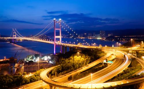 Мост  Цинма , Гонконг, ночь #39454747