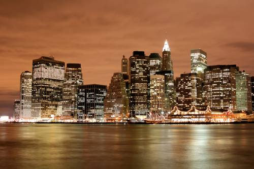 Манхэттен, ночные огни, сепия #2550055